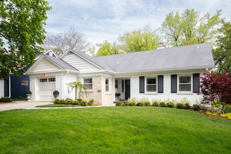 white rancher-style house
